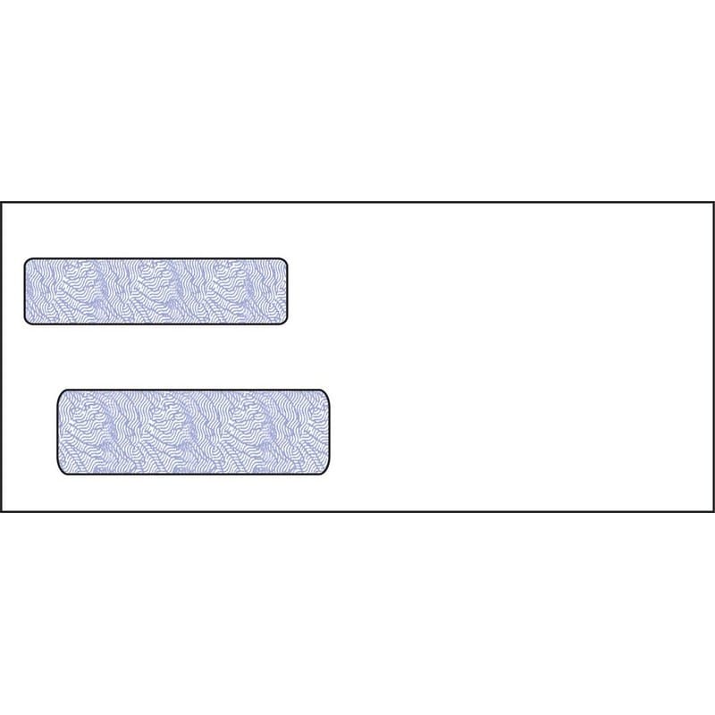#10, Double Window Envelope, 4-1/8" x 9-1/2", 24# White Wove, Blue Woodgrain Inside Tint, (Box of 500)