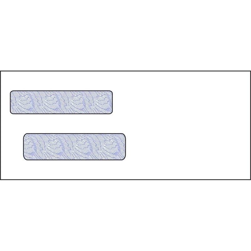 #10, Double Window Envelope, 4-1/8" x 9-1/2", 24# White Wove, Quick Stick Seal, Blue Woodgrain Inside Tint (Box of 500)
