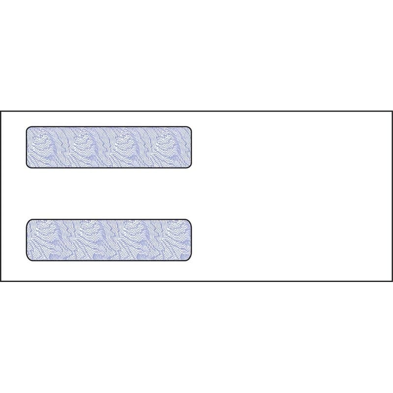 #10, Double Window Envelope, 4-1/8" x 9-1/2", 24# White Wove, Quick Stick Seal, Blue Woodgrain Inside Tint (Box of 500)