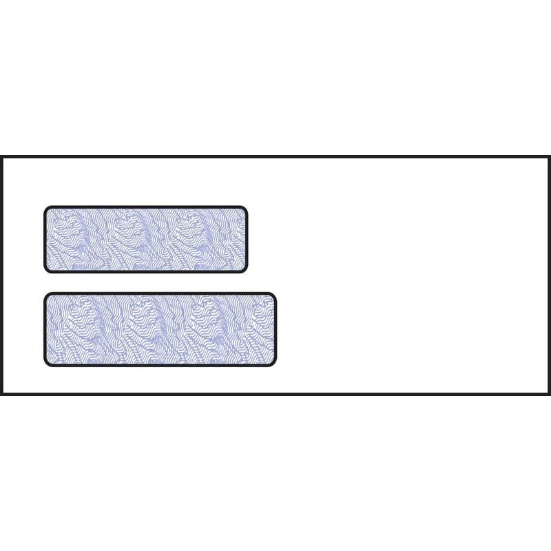 #10, Double Window Envelope, 4-1/8" x 9-1/2", 24# White Wove, Blue Woodgrain Inside Tint, (Box of 500)