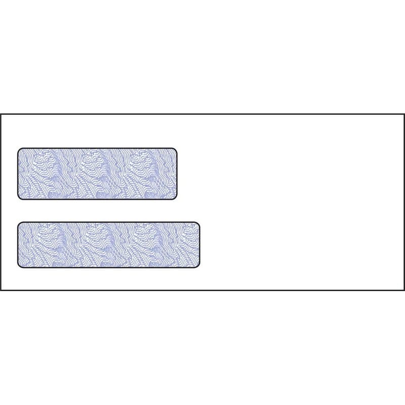 #9, Double Window Envelope, 3-7/8" x 8-7/8", 24# White Wove, Quick Stick Seal, Blue Woodgrain Inside Tint (Box of 500)