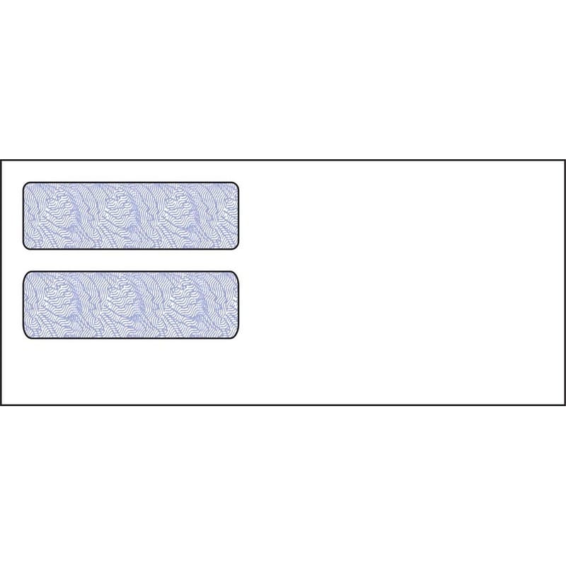 #10, Double Window Envelope, 4-1/8" x 9-1/2", 24# White Wove, Quick Stick Seal, Blue Woodgrain Inside Tint (Box of 500)