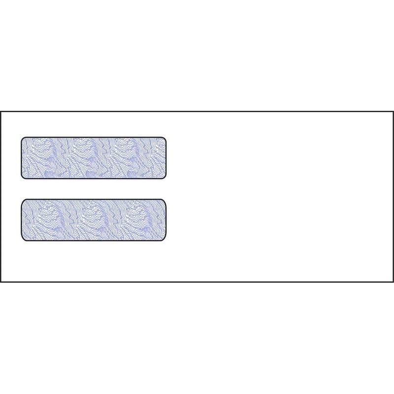 #10, Double Window Envelope, 4-1/8" x 9-1/2", 24# White Wove, Quick Stick Seal, Blue Woodgrain Inside Tint (Box of 500)