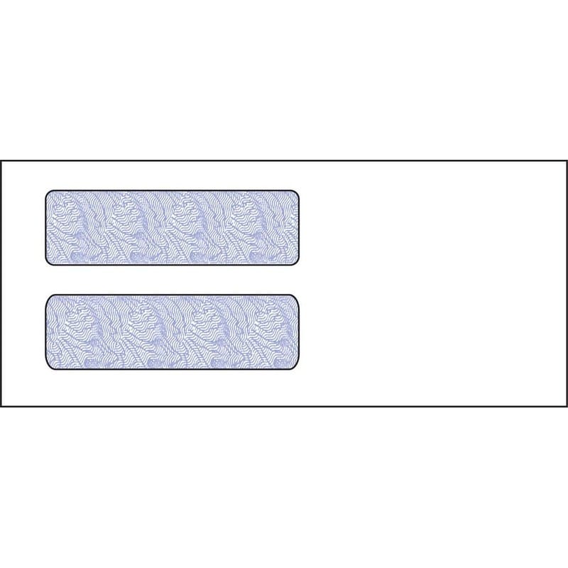 #10, Double Window Envelope, 4-1/8" x 9-1/2", 24# White Wove, Quick Stick Seal, Blue Woodgrain Inside Tint (Box of 500)
