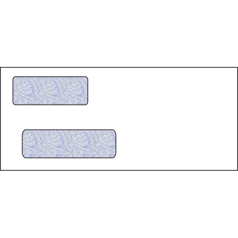 #10, Double Window Envelope, 4-1/8" x 9-1/2", 24# White Wove, Quick Stick Seal, Blue Woodgrain Inside Tint (Box of 500)