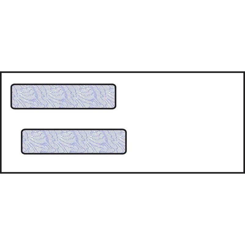 3-5/8 x 8-7/8, Double Window Envelope, 24# White Wove, Quick Stick Seal, Blue Woodgrain Inside Tint (Box of 500)