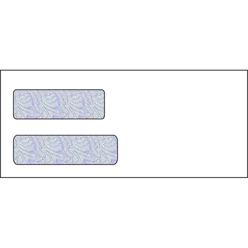 #10, Double Window Envelope, 4-1/8" x 9-1/2", 24# White Wove, Blue Woodgrain Inside Tint, (Box of 500)