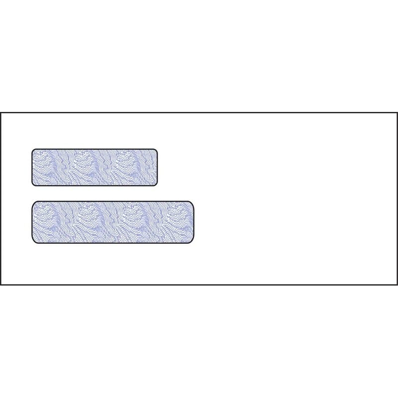 #10, Double Window Envelope, 4-1/8" x 9-1/2", 24# White Wove, Quick Stick Seal, Blue Woodgrain Inside Tint (Box of 500)
