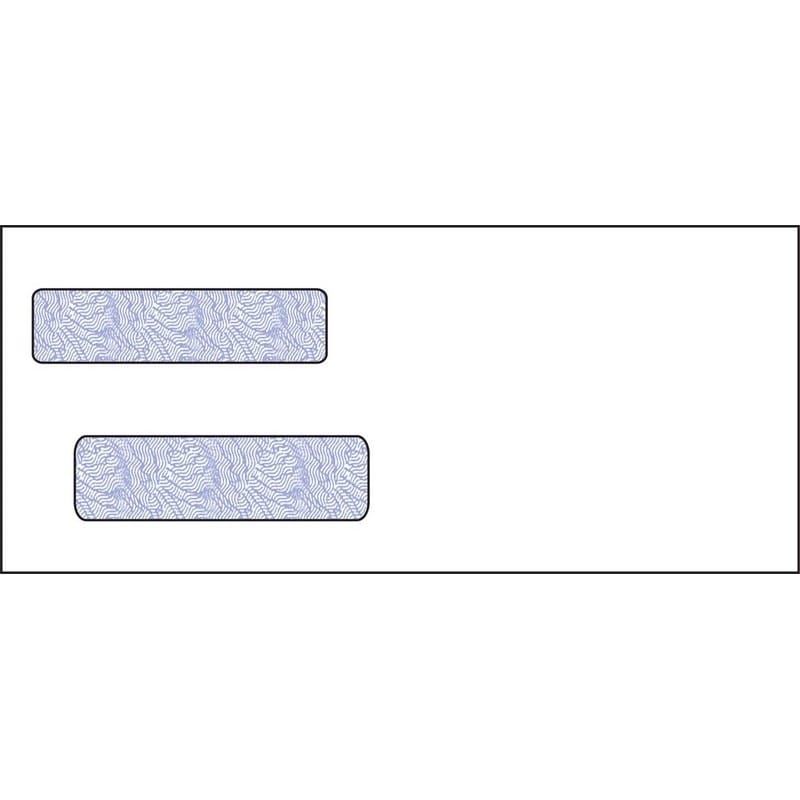#10, Double Window Envelope, 4-1/8" x 9-1/2", 24# White Wove, Blue Woodgrain Inside Tint, (Box of 500)