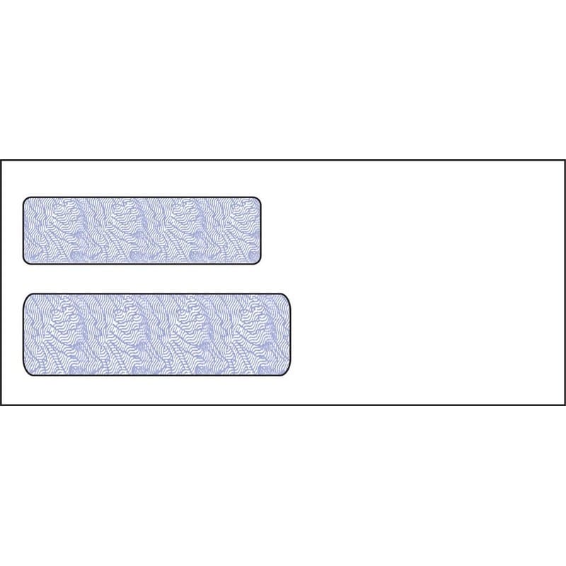 #10, Double Window Envelope, 4-1/8" x 9-1/2", 24# White Wove, Quick Stick Seal, Blue Woodgrain Inside Tint (Box of 500)