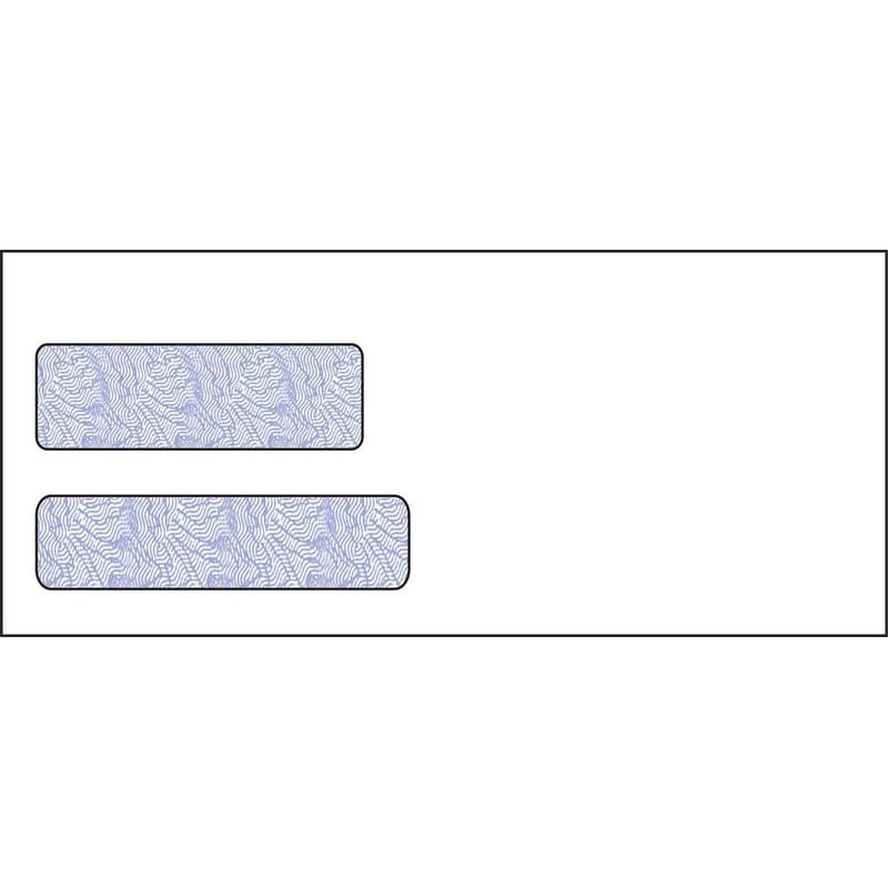 #10, Double Window Envelope, 4-1/8" x 9-1/2", 24# White Wove, Quick Stick Seal, Blue Woodgrain Inside Tint (Box of 500)