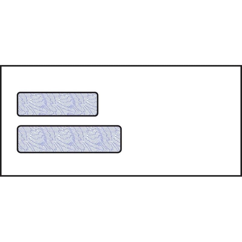 4-1/8 x 9, Double Window Envelope, 24# White Wove, Blue Woodgrain Inside Tint, (Box of 500)