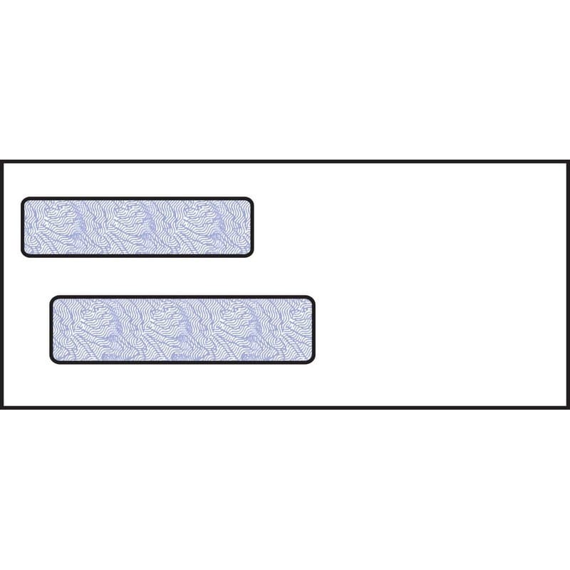 3-3/4 x 8-5/8, Double Window Envelope, 24# White Wove, Blue Woodgrain Inside Tint, (Box of 500)