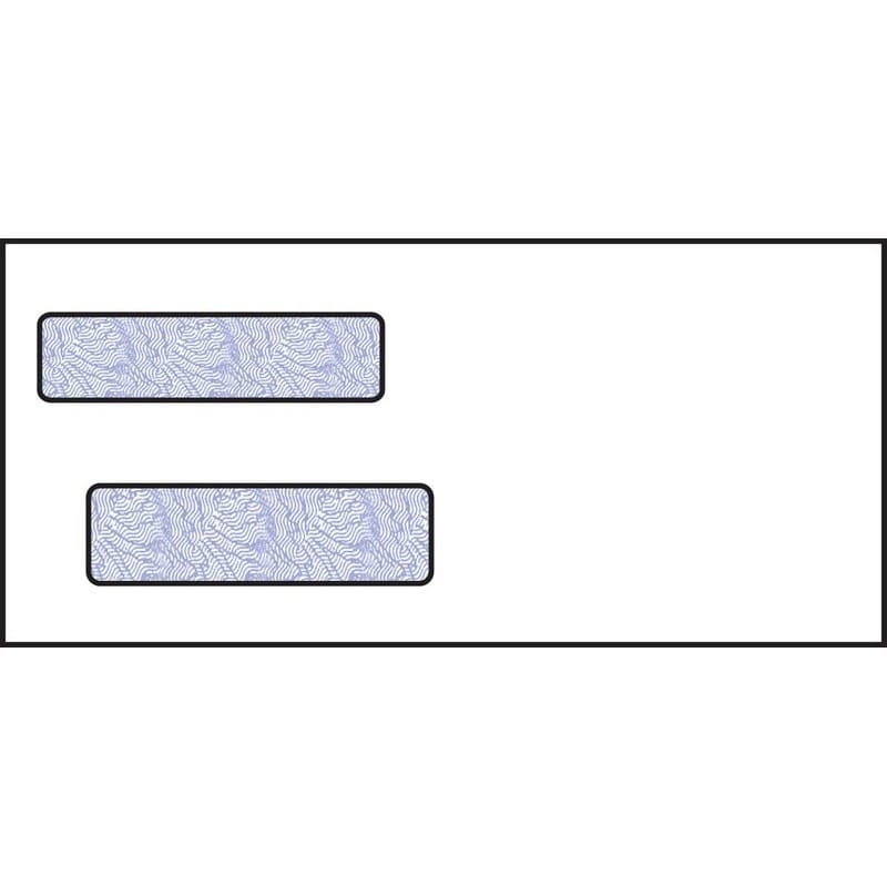4-1/8 x 9, Double Window Envelope, 24# White Wove, Blue Woodgrain Inside Tint, (Box of 500)