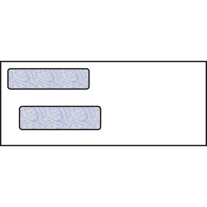 3-5/8 x 8-7/8, Double Window Envelope, 24# White Wove, Blue Woodgrain Inside Tint, (Box of 500)