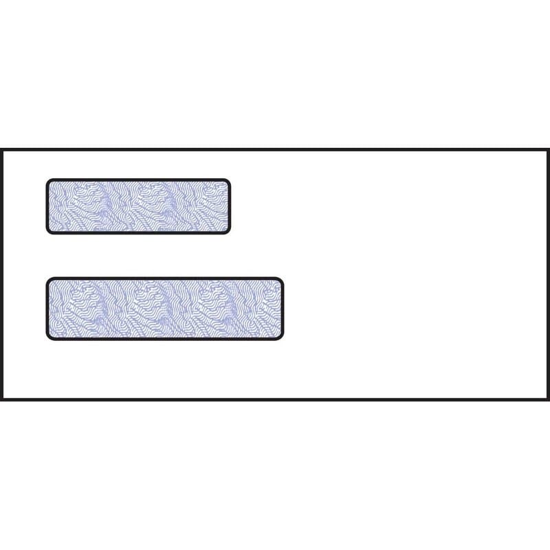 4-1/8 x 9, Double Window Envelope, 24# White Wove, Blue Woodgrain Inside Tint, (Box of 500)