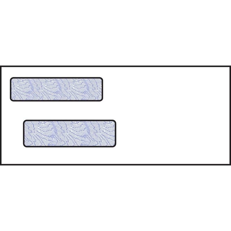 3-3/4 x 8-3/4, Double Window Envelope, 24# White Wove, Blue Woodgrain Inside Tint, (Box of 500)