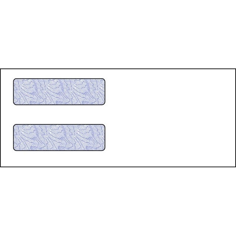3-3/4 x 9, Double Window Envelope, 24# White Wove, Blue Woodgrain Inside Tint, (Box of 500)