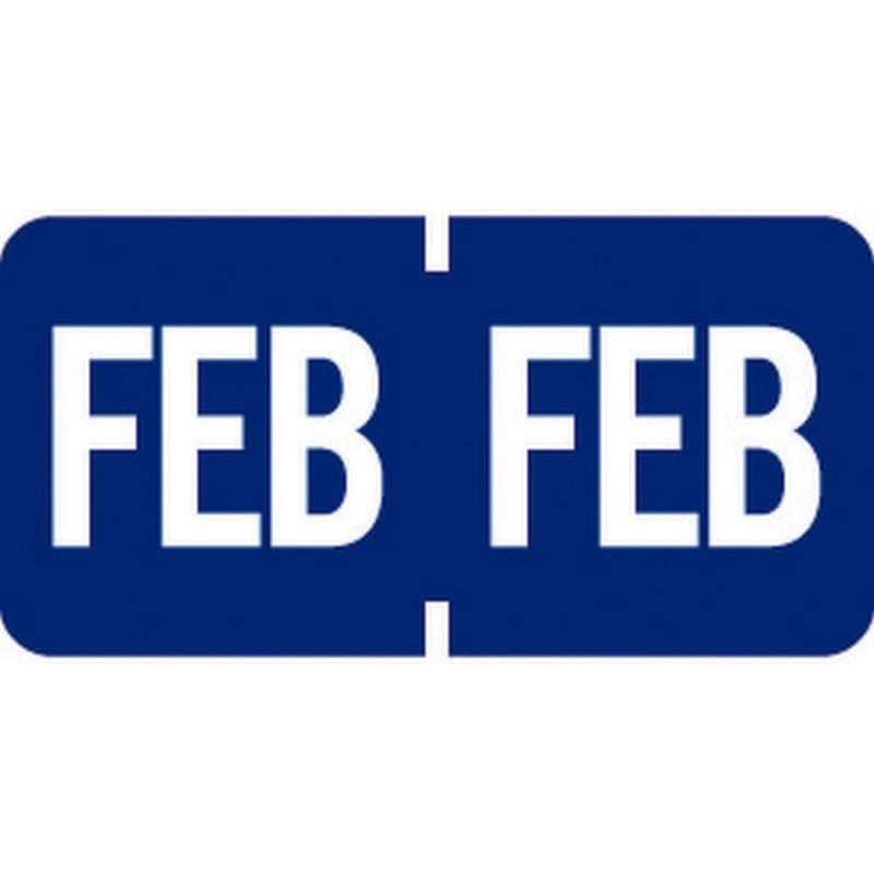 Tab Compatible "Feb" Month Labels, Vinyl Kimdura Stock, 1" X 1/2", Individual Months - Roll of 1000