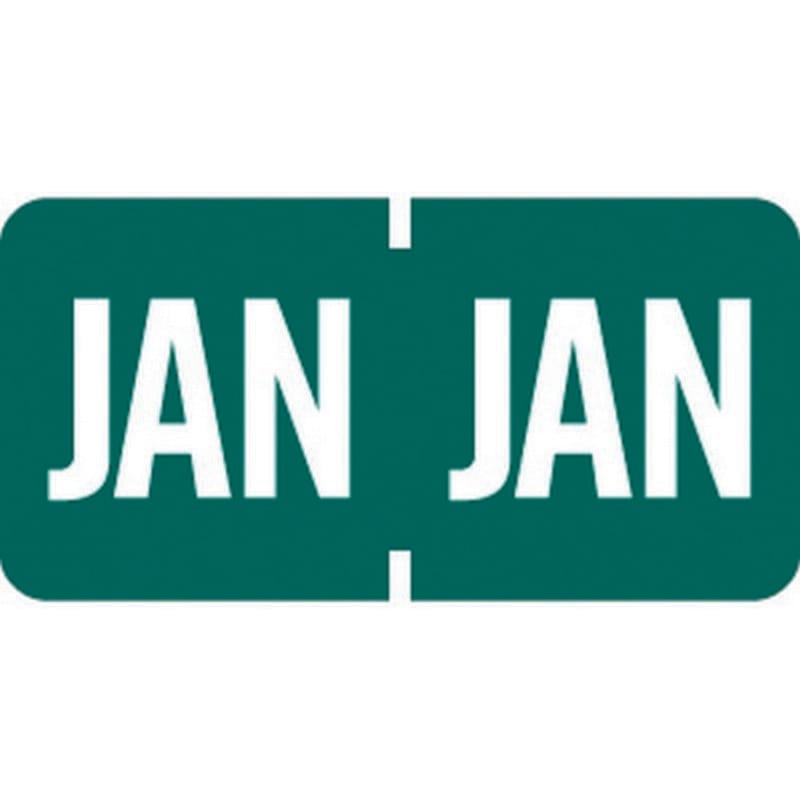 Tab Compatible "Jan" Month Labels, Vinyl Kimdura Stock, 1" X 1/2", Individual Months - Roll of 1000