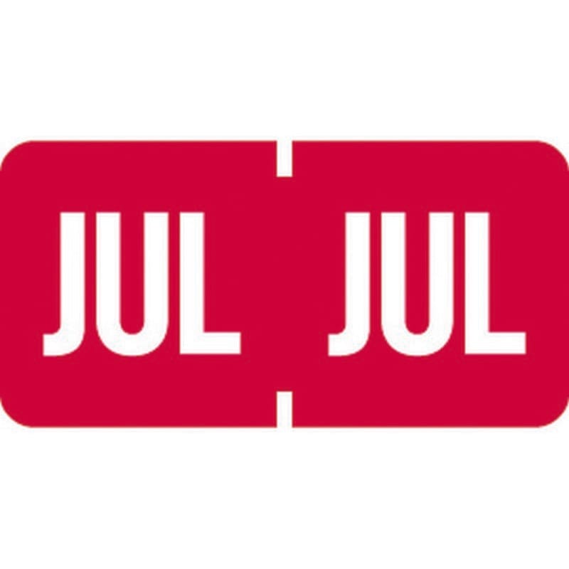 Tab Compatible "Jul" Month Labels, Vinyl Kimdura Stock, 1" X 1/2", Individual Months - Roll of 1000
