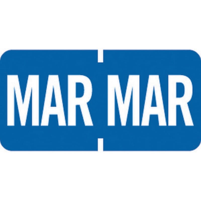 Tab Compatible "Mar" Month Labels, Vinyl Kimdura Stock, 1" X 1/2", Individual Months - Roll of 1000