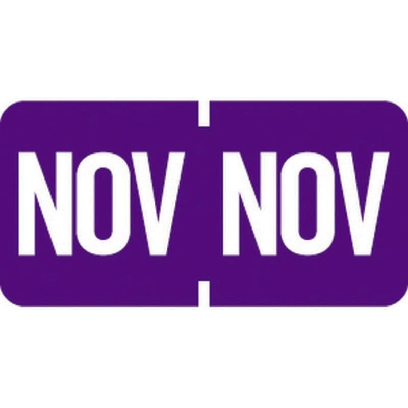 Tab Compatible "Nov" Month Labels, Vinyl Kimdura Stock, 1" X 1/2", Individual Months - Roll of 1000