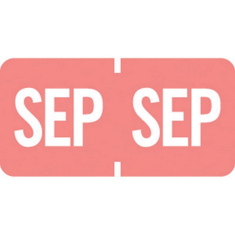 Tab Compatible "Sep" Month Labels, Vinyl Kimdura Stock, 1" X 1/2", Individual Months - Roll of 1000