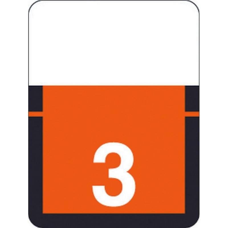 Tab Compatible Numeric "3" Labels, Vinyl Kimdura Stock, 1" x 3/4" Individual Numbers - Roll of 500