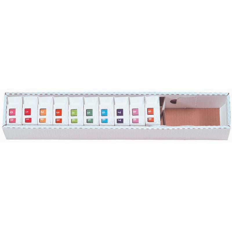 Tab Compatible "0-9" top tab Numeric Labels, Vinyl Kimdura Stock, 1" X 3/4" Individual Numbers - Roll of 500