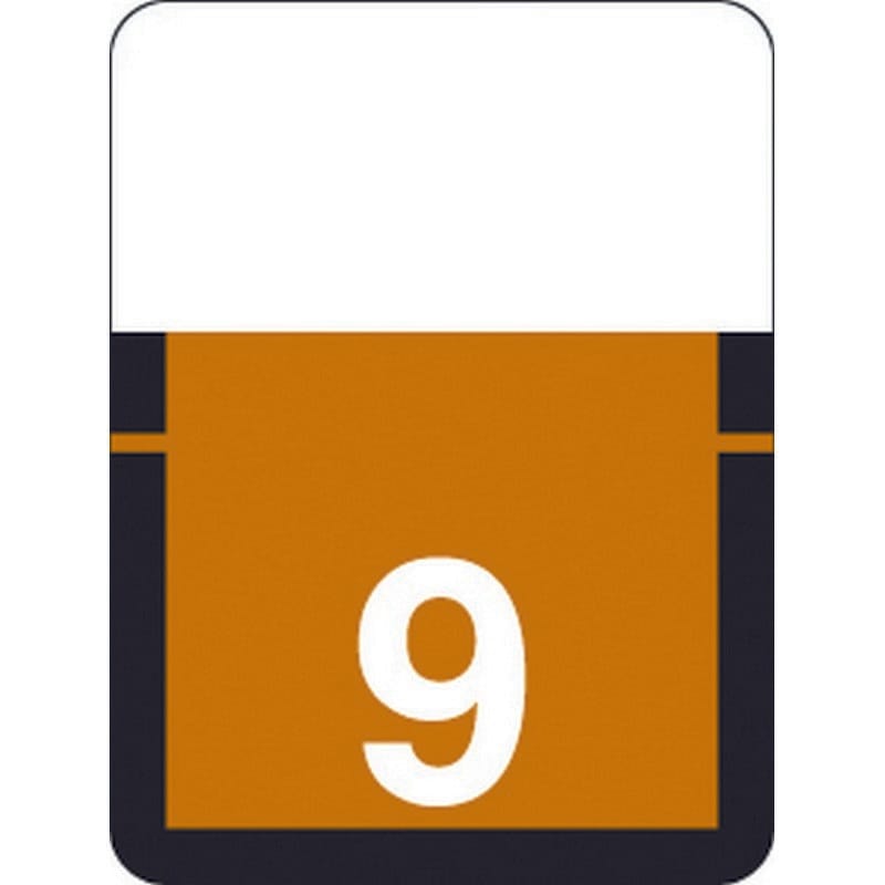 Tab Compatible Numeric "9" Labels, Vinyl Kimdura Stock, 1" x 3/4" Individual Numbers - Roll of 500