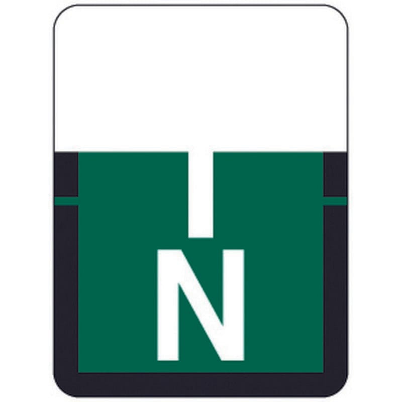 Tab A1307 Top Tab Compatible Labels "N", Vinyl Stock, 1" X 3/4" Individual Letters - Rolls of 500