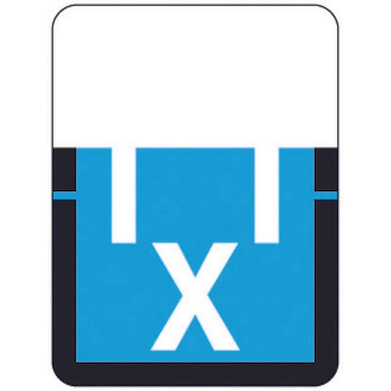 Tab A1307 Top Tab Compatible Labels "X", Vinyl Stock, 1" X 3/4" Individual Letters - Rolls of 500