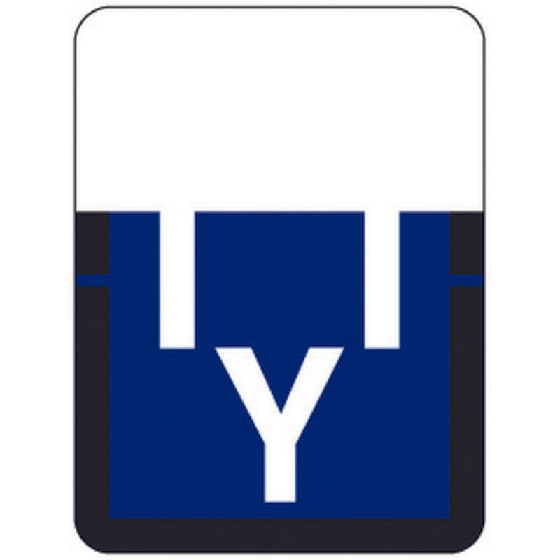 Tab A1307 Top Tab Compatible Labels "Y", Vinyl Stock, 1" X 3/4" Individual Letters - Rolls of 500