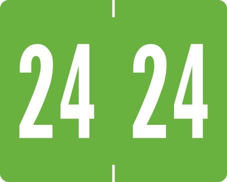 Tab Products Compatible "24" Yearband Labels, Light Green, Vinyl Stock. 1" x 1-1/4" - Roll of 500