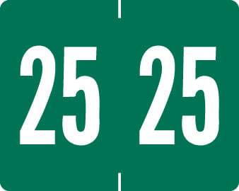 Tab Products Compatible "25" Yearband Labels, Dark Green, Vinyl Stock. 1" x 1-1/4" - Roll of 500