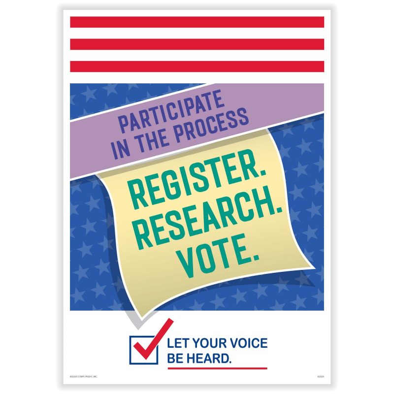 Participate in the Process. Register. Research. Vote. Poster, 10" x 14" (Pack of 1)