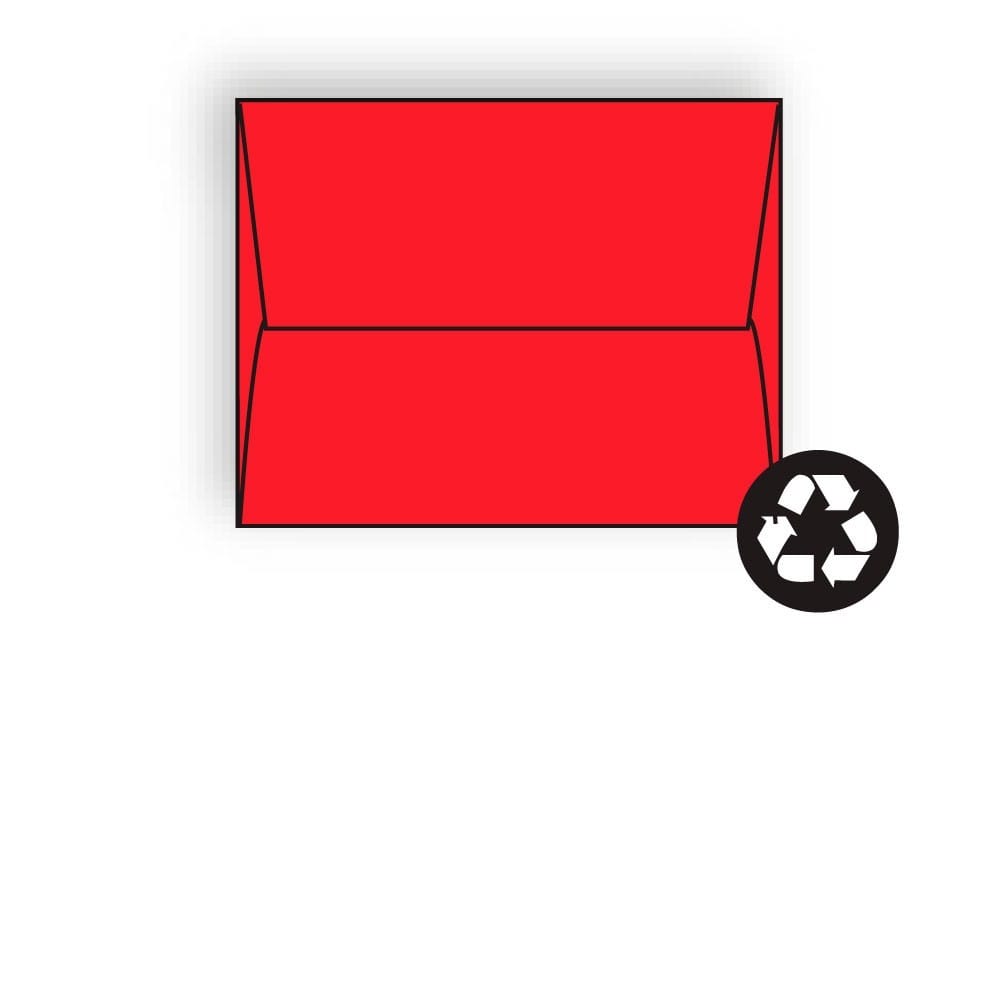 #A-7 Announcement Envelopes, 5-1/4" x 7-1/4", 24#, Recycled, Brightly Colored Red, Square Flaps Down (Box of 500)