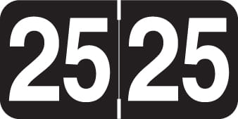 Ames Compatible "25" Yearband Labels, Laminated Stock 1-1/2" x 3/4" - 500 per Roll