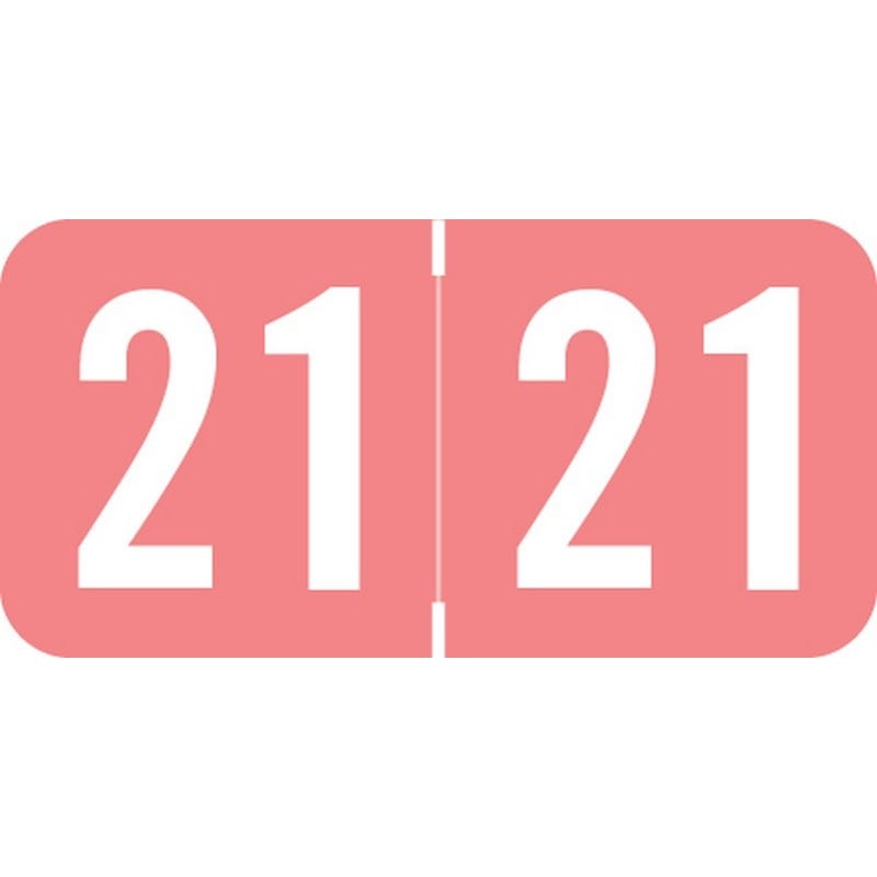 S&W/Acme Compatible "21" Yearband Labels, Laminated Stock 1-1/2" x 3/4" - 500 per Roll