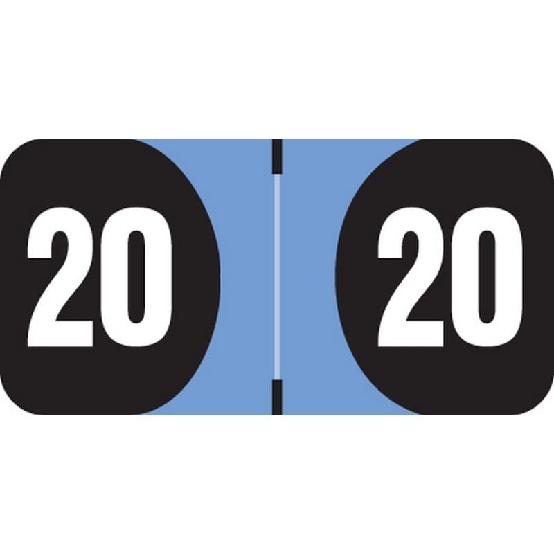 Arden Compatible "20" Yearband Labels, Laminated Stock. 3/4" X 1-1/2" - Roll of 500