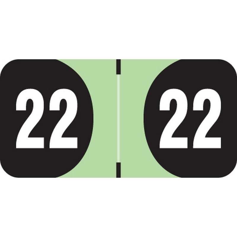 Arden Compatible "22" Yearband Labels, Laminated Stock. 3/4" X 1-1/2" - Roll of 500