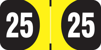 Arden Compatible "25" Yearband Labels, Laminated Stock. 3/4" X 1-1/2" - Roll of 500