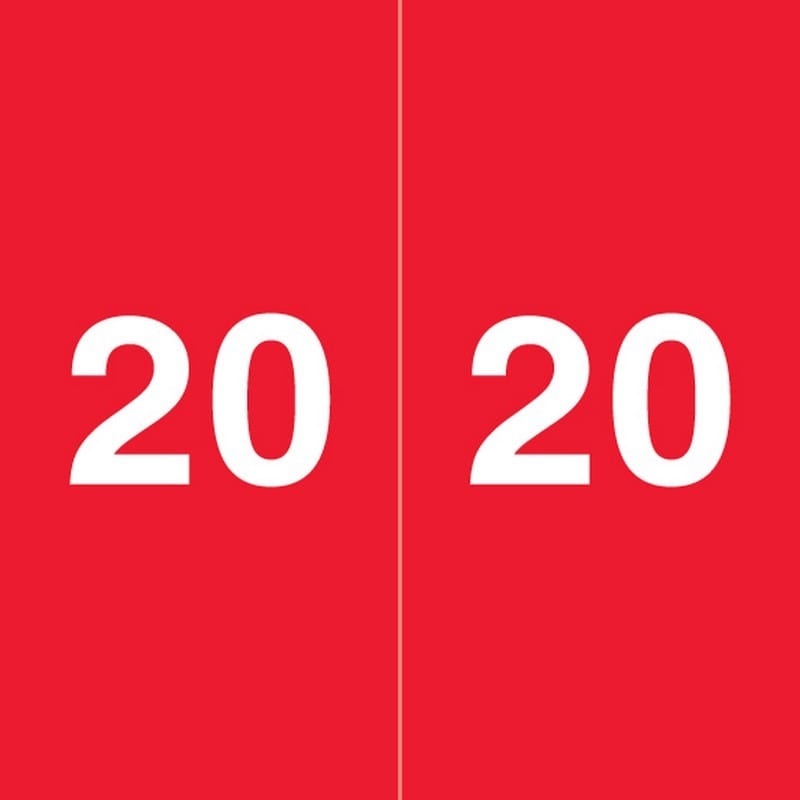 Ames Compatible "20" Yearband Labels, 1-7/8" X 1-7/8" Roll of 500