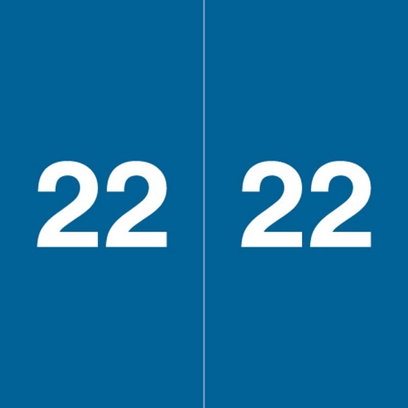 Ames Compatible "22" Yearband Labels, 1-7/8" X 1-7/8" Roll of 500