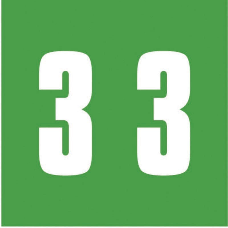 IFC CL3300 Compatible Numeric "3" Labels, Laminated Stock,1-7/8" x 1-7/8" Individual Numbers - Roll of 500