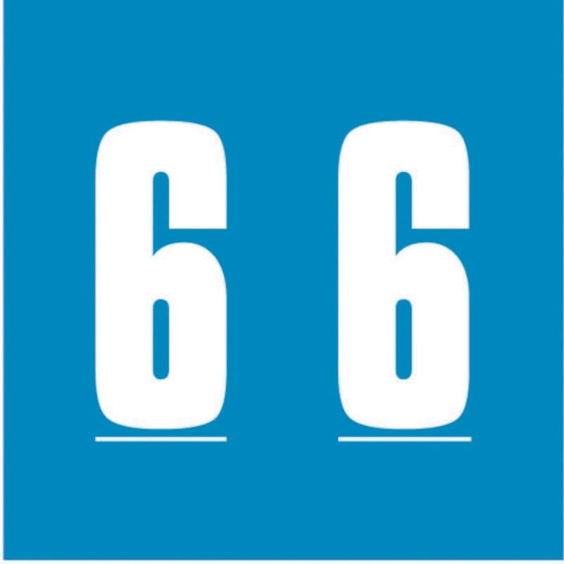 IFC CL3300 Compatible Numeric "6" Labels, Laminated Stock,1-7/8" x 1-7/8" Individual Numbers - Roll of 500