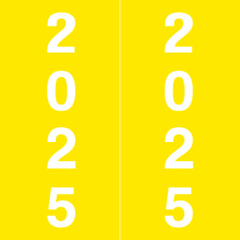 IFC CL7300 Compatible "2025" Yearband Labels, Laminated Stock 1-7/8" x 1-7/8" - 500 per Roll