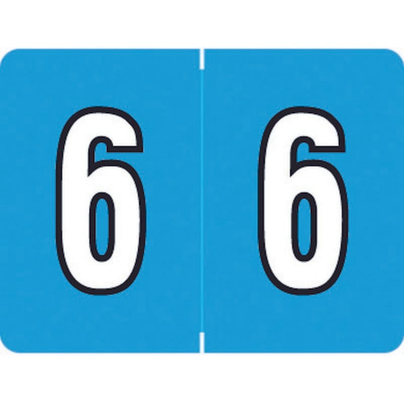 DataFile/Tab L8700 Compatible "6" Numeric Labels, Laminated Stock, 1-1/4" x 15/16" Individual Numbers - Roll of 500