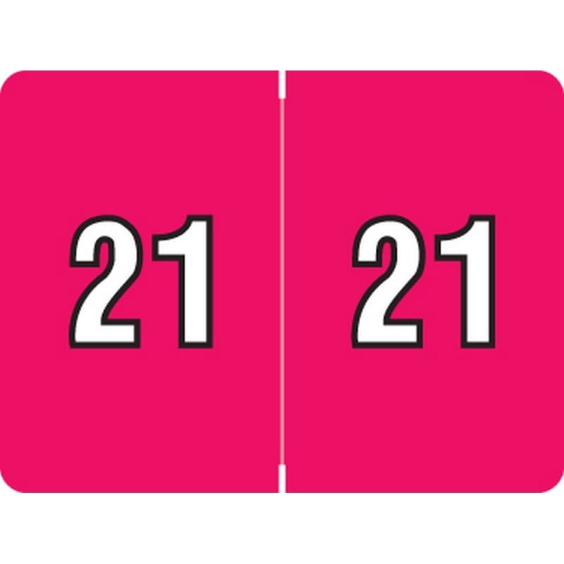 Datafile Compatible "21" Yearband Labels, Laminated Stock. 1-1/4" x 15/16 - 500 per Roll